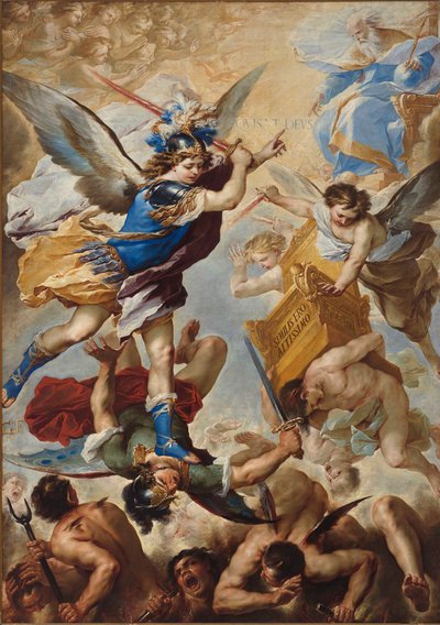 Aartsengel Michaël verslaat de opstandige engelen door Luca Giordano