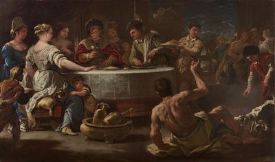 Dives en Lazarus, 1680 door Luca Giordano