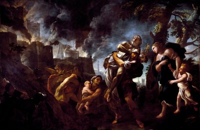 Enee vlucht uit Troje door Luca Giordano
