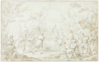 Mozes slaat op de rots door Luca Giordano