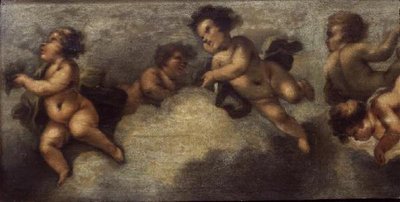 Putti die zich vermaken (linker detail) door Luca Giordano