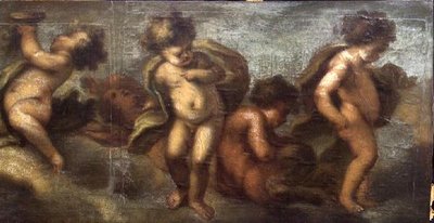 Putti die zich vermaken (detail) door Luca Giordano