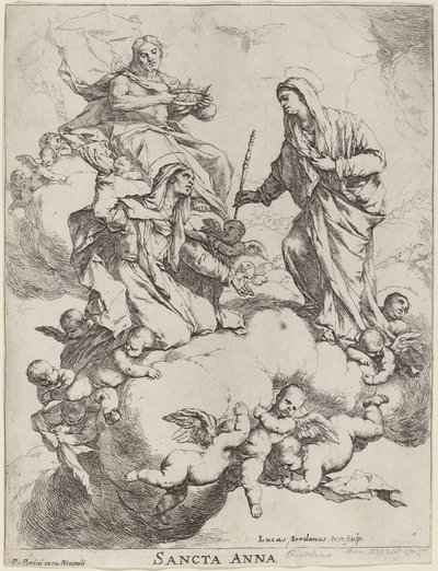 Sint Anna Ontvangen door de Maagd en Christus door Luca Giordano