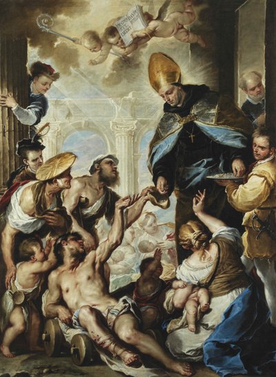Sint Thomas van Villanova Geeft Aalmoezen aan de Armen, ca. 1658 door Luca Giordano