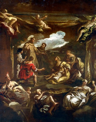 Sint Antonius van Padua geneest een jonge man, ca. 1654-1705 door Luca Giordano