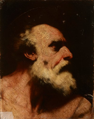 De heilige Bartolomeüs (detail van het schilderij) door Luca Giordano