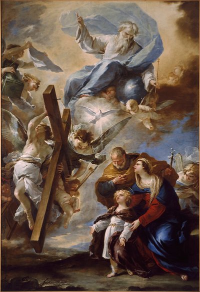 De Heilige Familie met de Symbolen van het Lijden, ca. 1660. door Luca Giordano