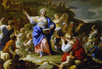 Het lied van Miriam de profetes, 1687 door Luca Giordano