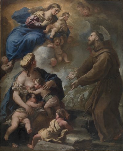 De Maagd en het Kind Verschijnen aan Sint Franciscus van Assisi door Luca Giordano