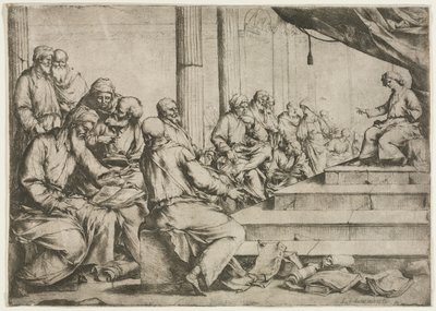 De jonge Christus die onderwijst in de tempel, c. 1653 door Luca Giordano