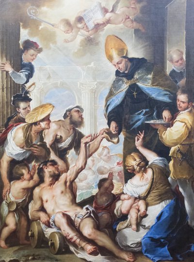 De aalmoezen van Sint Thomas van Villanova door Luca Giordano