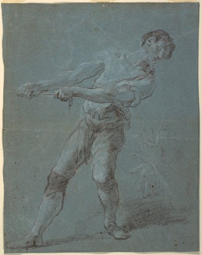 Jonge Man die een Touw Trekt door Luca Giordano