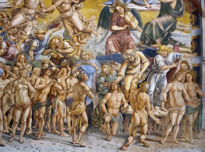 Gezegenden in het paradijs, uit Laatste Oordeel fresco cyclus door Luca Signorelli