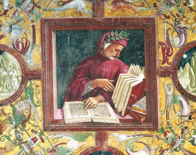 Italië, Umbrië, Orvieto, Kathedraal, Kapel van de Madonna di San Brizio, portret van Dante Alighieri door Luca Signorelli, fresco door Luca Signorelli