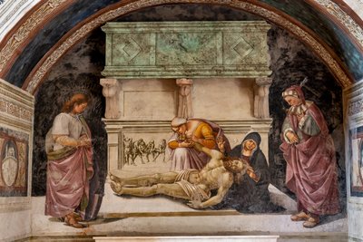 Rouw om de dode Christus tussen de twee heiligen van Orvieto door Luca Signorelli