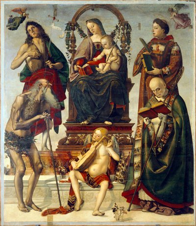Pala van St Onuphrius, Madonna en Kind met Heiligen door Luca Signorelli