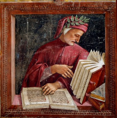 Afbeelding van de Italiaanse dichter Dante Alighieri door Luca Signorelli