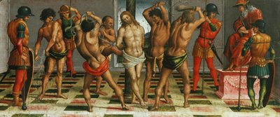 De Geseling van Christus Rouw over de Dode Christus, Predella paneel door Luca Signorelli