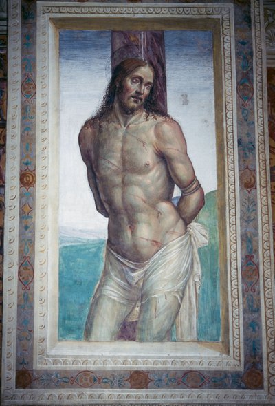 De geseling van Jezus, fresco door Luca Signorelli, Monte Oliveto Maggiore abdij, Toscane, Italië door Luca Signorelli