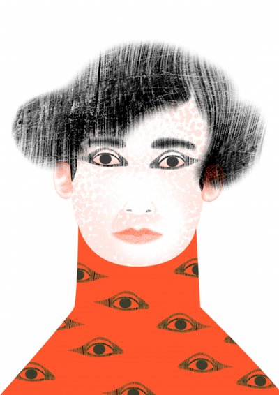 Surrealistische vrouw met ogen door Luca di Napoli