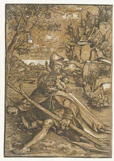 Heilige Christoffel met Christuskind door Lucas Cranach