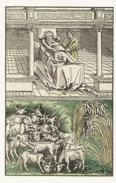 Jozef verklaart de dromen van Farao door Lucas Cranach