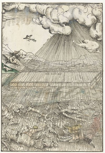 Zondvloed en ark van Noach door Lucas Cranach