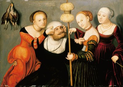 Hercules aan het hof van Omphale door Lucas Cranach