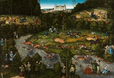 Jacht bij Kasteel Hartenfels, 1540 door Lucas Cranach
