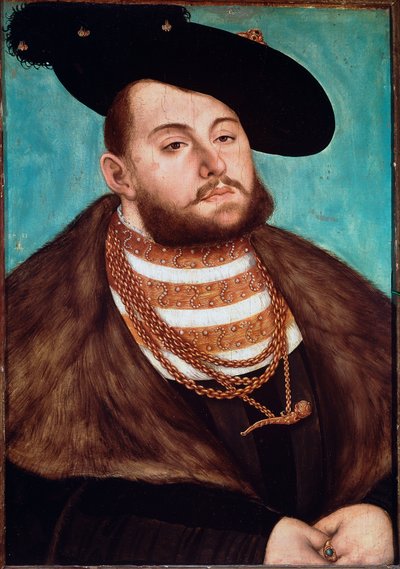 Portret van Johan Frederik II de Grootmoedige, keurvorst van Saksen door Lucas Cranach