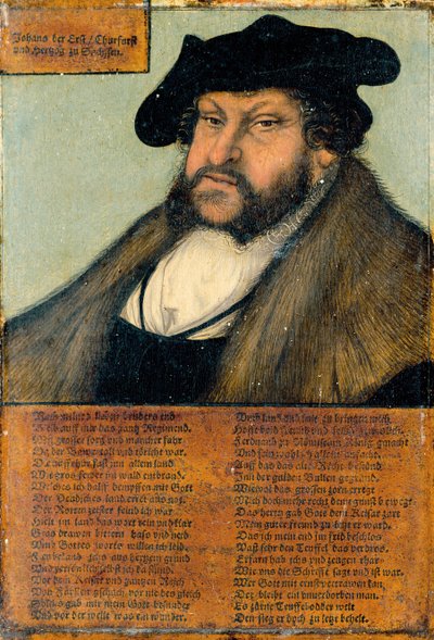 Portret van Johan de Standvastige, keurvorst van Saksen door Lucas Cranach