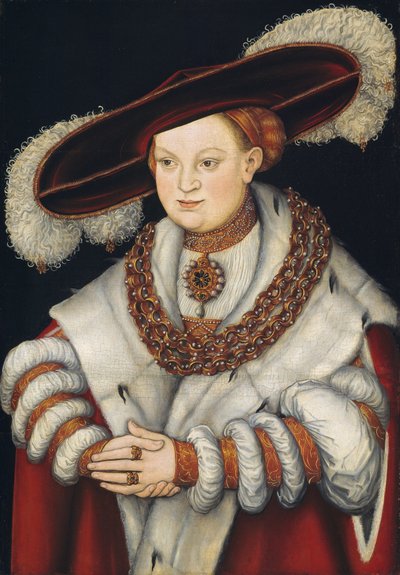 Portret van Magdalena van Saksen, Vrouw van Keurvorst Joachim II van Brandenburg, ca. 1529 door Lucas Cranach