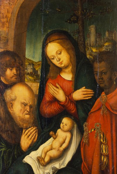 De aanbidding der koningen door Lucas Cranach