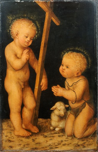 Het Christuskind zegent de jonge St. Johannes de Doper door Lucas Cranach
