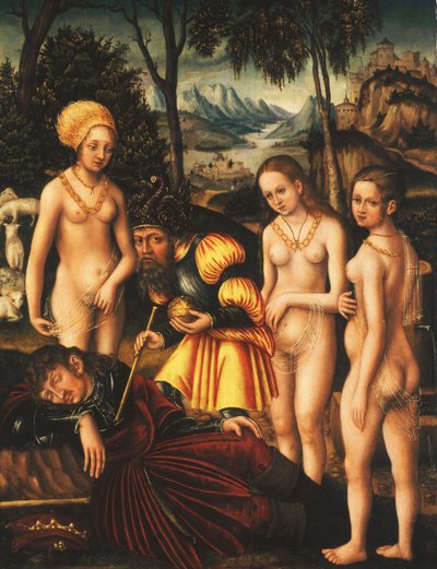 Het oordeel van Parijs, ca. 1507 door Lucas Cranach