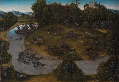 Het Hert Jagen van de Keurvorst Frederik de Wijze (1463-1525) van Saksen door Lucas Cranach d.Æ.