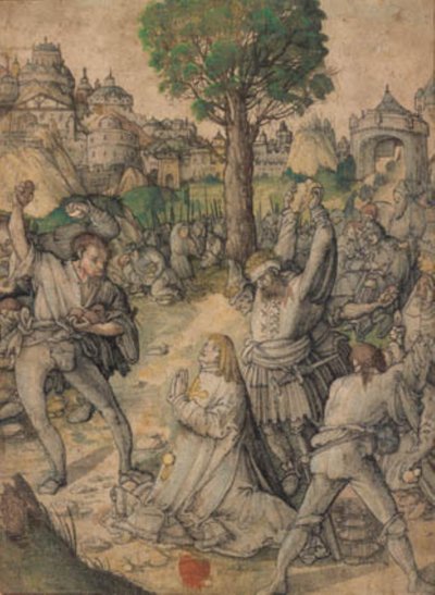 De steniging van St. Stefanus buiten de Gouden Poort van Jeruzalem door Lucas Cranach d.Æ.