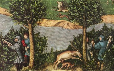 Een hertenjacht met keurvorst Friedrich de Wijze
 detail door Lucas Cranach the Elder