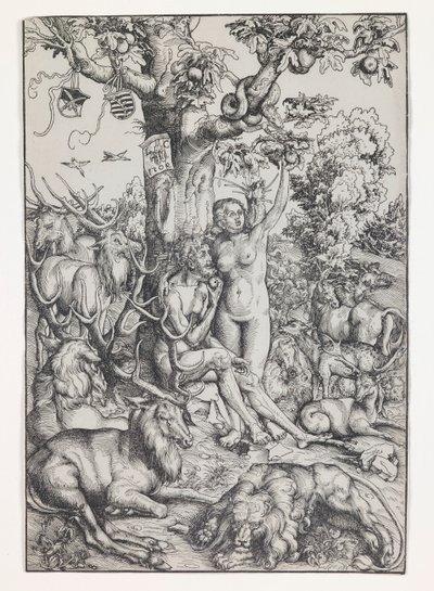 Adam en Eva in het Paradijs door Lucas Cranach the Elder