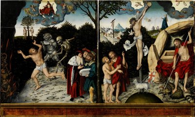 Allegorie van Wet en Genade, na 1529 door Lucas Cranach the Elder