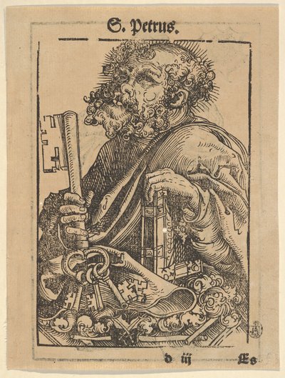 Borstbeeld van Sint-Pieter, uit de Grote Serie van Wittenberg Reliquaries, verso: Martin Luther..., 1509 door Lucas Cranach the Elder