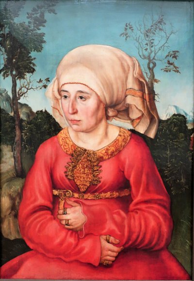 Duits: Bildnis der Frau eines Rechtsgelehrten Portret van de vrouw van een jurist door Lucas Cranach the Elder