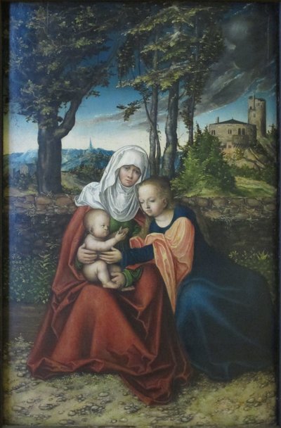 Duits: Hl. Anna Selbdritt Madonna en kind met de heilige Anna. door Lucas Cranach the Elder