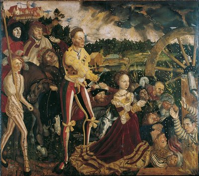 Duits: Katharinenaltar (Mitteltafel) Altaarstuk met het martelaarschap van St Catharine door Lucas Cranach the Elder