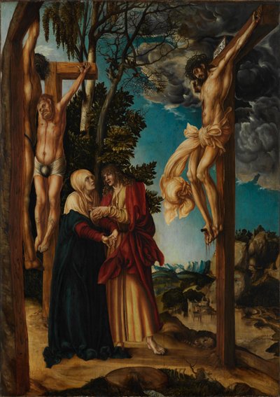 Duits: Klage unter dem Kreuz De bewening van Christus / De kruisiging in Schleißheim door Lucas Cranach the Elder