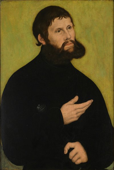 Duits: Maarten Luther als Junker Jörg Portret van Maarten Luther als Junker Jörg door Lucas Cranach the Elder