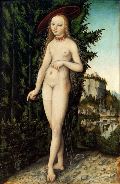 Duits: Staande Venus in een landschap Venus in een landschap door Lucas Cranach the Elder