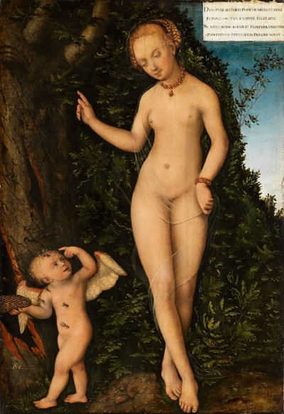 Duits: Venus mit Amor als Honigdieb Venus met Cupido de Honingdief door Lucas Cranach the Elder
