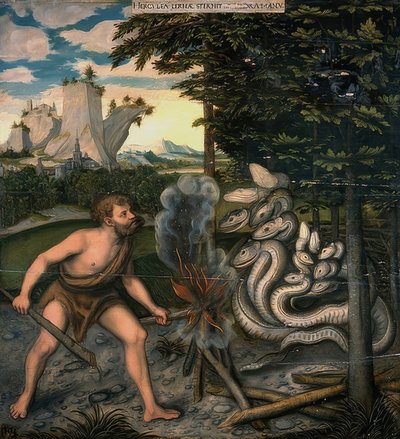 Hercules en de Lernaeïsche slang. Uit de serie van de daden van Hercules door Lucas Cranach the Elder