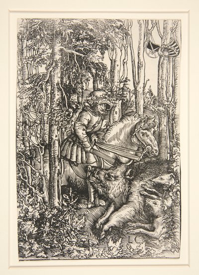 Jager die een wild zwijn doodt door Lucas Cranach the Elder